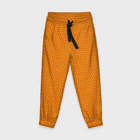 Детские брюки 3D с принтом Витраж Оранжевый в Екатеринбурге, 100% полиэстер | манжеты по низу, эластичный пояс регулируется шнурком, по бокам два кармана без застежек, внутренняя часть кармана из мелкой сетки | texture | витраж | оранжевый | текстура