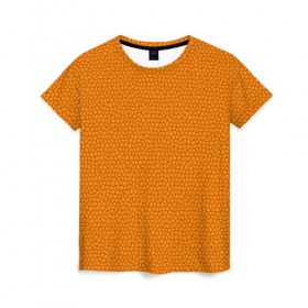 Женская футболка 3D с принтом Витраж Оранжевый в Екатеринбурге, 100% полиэфир ( синтетическое хлопкоподобное полотно) | прямой крой, круглый вырез горловины, длина до линии бедер | texture | витраж | оранжевый | текстура