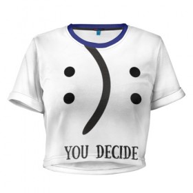 Женская футболка 3D укороченная с принтом Твой выбор в Екатеринбурге, 100% полиэстер | круглая горловина, длина футболки до линии талии, рукава с отворотами | Тематика изображения на принте: 
