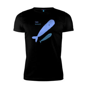 Мужская футболка премиум с принтом Киты в Екатеринбурге, 92% хлопок, 8% лайкра | приталенный силуэт, круглый вырез ворота, длина до линии бедра, короткий рукав | абстракция | арт | киты | минимализм | море | океан | рыбы