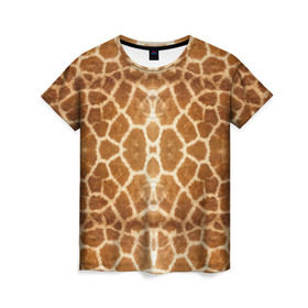 Женская футболка 3D с принтом Шкура Жирафа в Екатеринбурге, 100% полиэфир ( синтетическое хлопкоподобное полотно) | прямой крой, круглый вырез горловины, длина до линии бедер | textures | животное | жираф | текстура