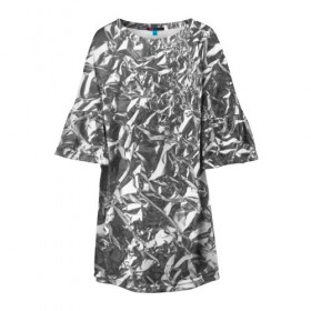 Детское платье 3D с принтом Silver в Екатеринбурге, 100% полиэстер | прямой силуэт, чуть расширенный к низу. Круглая горловина, на рукавах — воланы | silver | texture | драгоценный | металл | серебро | текстура