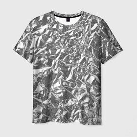 Мужская футболка 3D с принтом Silver в Екатеринбурге, 100% полиэфир | прямой крой, круглый вырез горловины, длина до линии бедер | silver | texture | драгоценный | металл | серебро | текстура