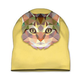Шапка 3D с принтом Triangle cat в Екатеринбурге, 100% полиэстер | универсальный размер, печать по всей поверхности изделия | abstract | cat | triangle cat | кот
