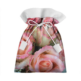 Подарочный 3D мешок с принтом Розы в Екатеринбурге, 100% полиэстер | Размер: 29*39 см | Тематика изображения на принте: букет | вода | капли | лепестки | природа | растения | розовые | розы | роса | цветок | цветы