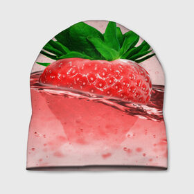Шапка 3D с принтом Клубника в Екатеринбурге, 100% полиэстер | универсальный размер, печать по всей поверхности изделия | вода | еда | зеленый | капли | клубника | красный | лето | напиток | ягода
