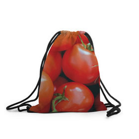 Рюкзак-мешок 3D с принтом Томаты в Екатеринбурге, 100% полиэстер | плотность ткани — 200 г/м2, размер — 35 х 45 см; лямки — толстые шнурки, застежка на шнуровке, без карманов и подкладки | дача | еда | зелень | красный | овощи | огород | помидоры | томаты