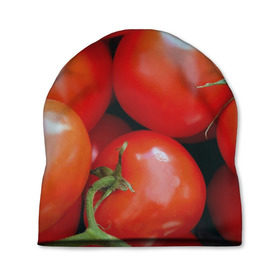 Шапка 3D с принтом Томаты в Екатеринбурге, 100% полиэстер | универсальный размер, печать по всей поверхности изделия | дача | еда | зелень | красный | овощи | огород | помидоры | томаты