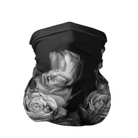 Бандана-труба 3D с принтом Черно-белые розы в Екатеринбурге, 100% полиэстер, ткань с особыми свойствами — Activecool | плотность 150‒180 г/м2; хорошо тянется, но сохраняет форму | букет | цветы