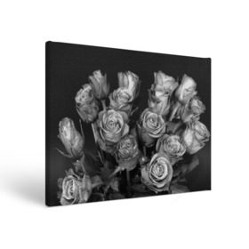 Холст прямоугольный с принтом Черно-белые розы в Екатеринбурге, 100% ПВХ |  | Тематика изображения на принте: букет | цветы