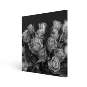 Холст квадратный с принтом Черно-белые розы в Екатеринбурге, 100% ПВХ |  | букет | цветы