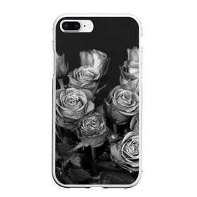 Чехол для iPhone 7Plus/8 Plus матовый с принтом Черно-белые розы в Екатеринбурге, Силикон | Область печати: задняя сторона чехла, без боковых панелей | букет | цветы