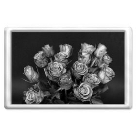 Магнит 45*70 с принтом Черно-белые розы в Екатеринбурге, Пластик | Размер: 78*52 мм; Размер печати: 70*45 | букет | цветы