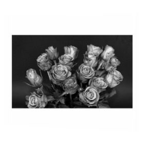 Бумага для упаковки 3D с принтом Черно-белые розы в Екатеринбурге, пластик и полированная сталь | круглая форма, металлическое крепление в виде кольца | Тематика изображения на принте: букет | цветы