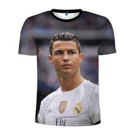 Мужская футболка 3D спортивная с принтом Cristiano Ronaldo в Екатеринбурге, 100% полиэстер с улучшенными характеристиками | приталенный силуэт, круглая горловина, широкие плечи, сужается к линии бедра | Тематика изображения на принте: криштиану роналду | реал мадрид