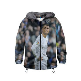 Детская ветровка 3D с принтом Cristiano Ronaldo в Екатеринбурге, 100% полиэстер | подол и капюшон оформлены резинкой с фиксаторами, по бокам два кармана без застежек, один потайной карман на груди | криштиану роналду | реал мадрид