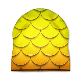 Шапка 3D с принтом Волны в Екатеринбурге, 100% полиэстер | универсальный размер, печать по всей поверхности изделия | желтый | паттерн | чешуя