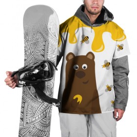 Накидка на куртку 3D с принтом Медведь в мёде в Екатеринбурге, 100% полиэстер |  | мёд | медведь | миша | пчелы