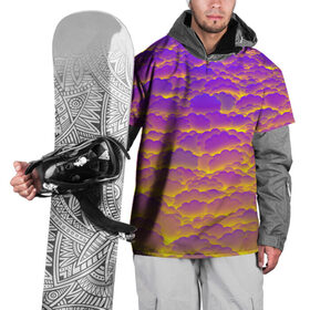 Накидка на куртку 3D с принтом Фиолетовые облака в Екатеринбурге, 100% полиэстер |  | Тематика изображения на принте: закат | небо | облака | солнце | тучи