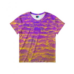 Детская футболка 3D с принтом Фиолетовые облака в Екатеринбурге, 100% гипоаллергенный полиэфир | прямой крой, круглый вырез горловины, длина до линии бедер, чуть спущенное плечо, ткань немного тянется | Тематика изображения на принте: закат | небо | облака | солнце | тучи