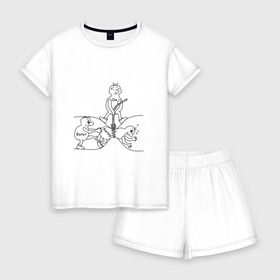 Женская пижама с шортиками хлопок с принтом Закон Ома в Екатеринбурге, 100% хлопок | футболка прямого кроя, шорты свободные с широкой мягкой резинкой | ампер | вольт | напряжение | наука | сопротивление | ток | физика | электричество
