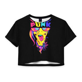 Женская футболка 3D укороченная с принтом Punk в Екатеринбурге, 100% полиэстер | круглая горловина, длина футболки до линии талии, рукава с отворотами | молодёжь | панки | прикол | субкультура | хиппи | цвет