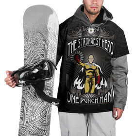 Накидка на куртку 3D с принтом One Punch Man в Екатеринбурге, 100% полиэстер |  | one punch man | saitama | ванпанчмен | сайтама