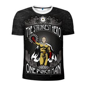 Мужская футболка 3D спортивная с принтом One Punch Man в Екатеринбурге, 100% полиэстер с улучшенными характеристиками | приталенный силуэт, круглая горловина, широкие плечи, сужается к линии бедра | one punch man | saitama | ванпанчмен | сайтама