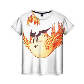 Женская футболка 3D с принтом Феникс Кот в Екатеринбурге, 100% полиэфир ( синтетическое хлопкоподобное полотно) | прямой крой, круглый вырез горловины, длина до линии бедер | dota | dota 2 | phoenix | дота | дотан | раки | феникс