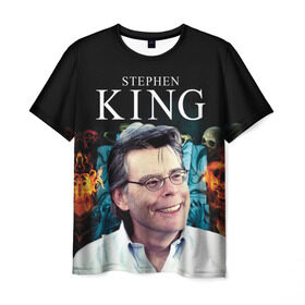 Мужская футболка 3D с принтом Стивен Кинг - Король ужасов в Екатеринбурге, 100% полиэфир | прямой крой, круглый вырез горловины, длина до линии бедер | король ужасов | писатель | триллер | ужасы