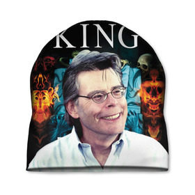 Шапка 3D с принтом Стивен Кинг - Король ужасов в Екатеринбурге, 100% полиэстер | универсальный размер, печать по всей поверхности изделия | король ужасов | писатель | триллер | ужасы
