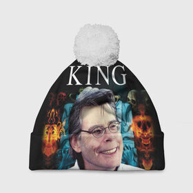 Шапка 3D c помпоном с принтом Стивен Кинг - Король ужасов в Екатеринбурге, 100% полиэстер | универсальный размер, печать по всей поверхности изделия | король ужасов | писатель | триллер | ужасы