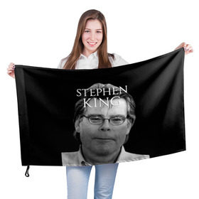 Флаг 3D с принтом Стивен Кинг - Король ужасов в Екатеринбурге, 100% полиэстер | плотность ткани — 95 г/м2, размер — 67 х 109 см. Принт наносится с одной стороны | король ужасов | писатель | триллер | ужасы