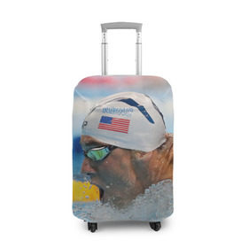 Чехол для чемодана 3D с принтом Майкл Фелпс в Екатеринбурге, 86% полиэфир, 14% спандекс | двустороннее нанесение принта, прорези для ручек и колес | swimming | бассейн | олимпиада | плавание | пловец | рио | фелпс
