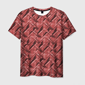 Мужская футболка 3D с принтом Текстура, тиснение в Екатеринбурге, 100% полиэфир | прямой крой, круглый вырез горловины, длина до линии бедер | Тематика изображения на принте: краска | красный | металл | стиль | текстура | фото