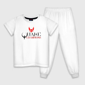 Детская пижама хлопок с принтом Quake is back! в Екатеринбурге, 100% хлопок |  брюки и футболка прямого кроя, без карманов, на брюках мягкая резинка на поясе и по низу штанин
 | Тематика изображения на принте: q1 | q2 | q3 | quake | квейк | крылья | олд | череп