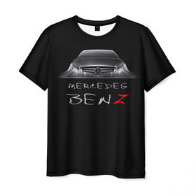 Мужская футболка 3D с принтом Мерседес Бенц в Екатеринбурге, 100% полиэфир | прямой крой, круглый вырез горловины, длина до линии бедер | mercedes benz | авто | автомобиль | машина | мерседес