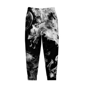 Мужские брюки 3D с принтом Дым в Екатеринбурге, 100% полиэстер | манжеты по низу, эластичный пояс регулируется шнурком, по бокам два кармана без застежек, внутренняя часть кармана из мелкой сетки | огонь | черно белый