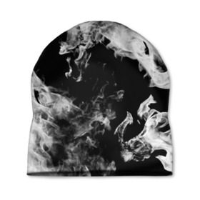 Шапка 3D с принтом Дым в Екатеринбурге, 100% полиэстер | универсальный размер, печать по всей поверхности изделия | огонь | черно белый