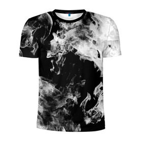 Мужская футболка 3D спортивная с принтом Дым в Екатеринбурге, 100% полиэстер с улучшенными характеристиками | приталенный силуэт, круглая горловина, широкие плечи, сужается к линии бедра | огонь | черно белый