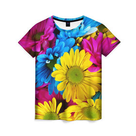 Женская футболка 3D с принтом Прекрасное соцветие в Екатеринбурге, 100% полиэфир ( синтетическое хлопкоподобное полотно) | прямой крой, круглый вырез горловины, длина до линии бедер | 