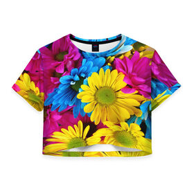 Женская футболка 3D укороченная с принтом Прекрасное соцветие в Екатеринбурге, 100% полиэстер | круглая горловина, длина футболки до линии талии, рукава с отворотами | 
