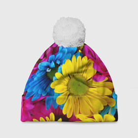 Шапка 3D c помпоном с принтом Прекрасное соцветие в Екатеринбурге, 100% полиэстер | универсальный размер, печать по всей поверхности изделия | 