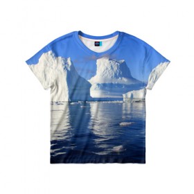 Детская футболка 3D с принтом Айсберг в Екатеринбурге, 100% гипоаллергенный полиэфир | прямой крой, круглый вырез горловины, длина до линии бедер, чуть спущенное плечо, ткань немного тянется | Тематика изображения на принте: айсберг | антаркида | арктика | вода | лёд | океан | отражение | север | солнце | холод