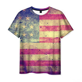 Мужская футболка 3D с принтом Америка в Екатеринбурге, 100% полиэфир | прямой крой, круглый вырез горловины, длина до линии бедер | grunge | америка | сша | флаг