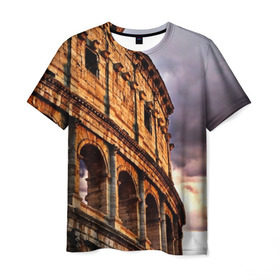 Мужская футболка 3D с принтом Колизей в Екатеринбурге, 100% полиэфир | прямой крой, круглый вырез горловины, длина до линии бедер | Тематика изображения на принте: архитектура | италия | колизей | отпуск | путешествие | развалины | туризм | турист