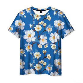 Мужская футболка 3D с принтом Цветы ретро 5 в Екатеринбурге, 100% полиэфир | прямой крой, круглый вырез горловины, длина до линии бедер | Тематика изображения на принте:   | винтаж | прованс | роза | роспись | узор | цветок | цветы
