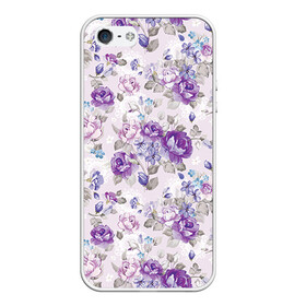 Чехол для iPhone 5/5S матовый с принтом Цветы ретро 2 в Екатеринбурге, Силикон | Область печати: задняя сторона чехла, без боковых панелей |   | винтаж | прованс | роза | роспись | узор | цветок | цветы