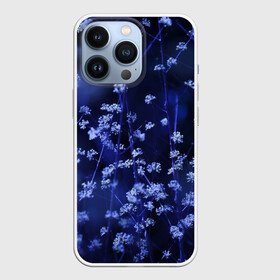 Чехол для iPhone 13 Pro с принтом Ночные цветы в Екатеринбурге,  |  | Тематика изображения на принте: лепестки | ночь | прикольные картинки | синий | цветочки | цветы