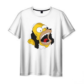 Мужская футболка 3D с принтом Гомер симпсон в Екатеринбурге, 100% полиэфир | прямой крой, круглый вырез горловины, длина до линии бедер | simpsons | гомер | симпсон | симпсоны